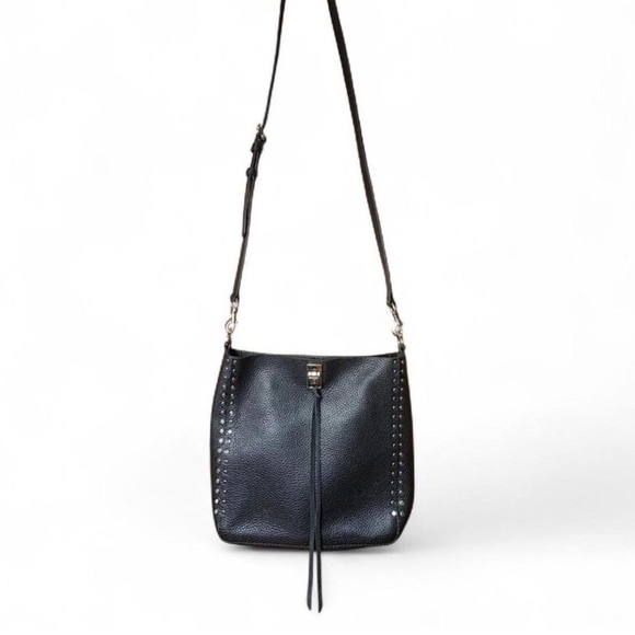 Handbags - Rebecca Minkoff Darren Stud Black Pebbled Leather Crossbody Shoulder Bag NWOT